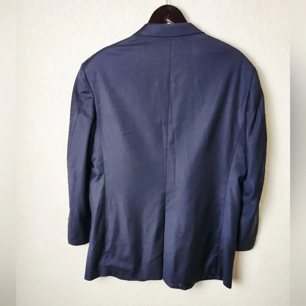 Brooks Brothers Wool Loro Piana Italy Gold Button Blazer Navy Blue Size 46R